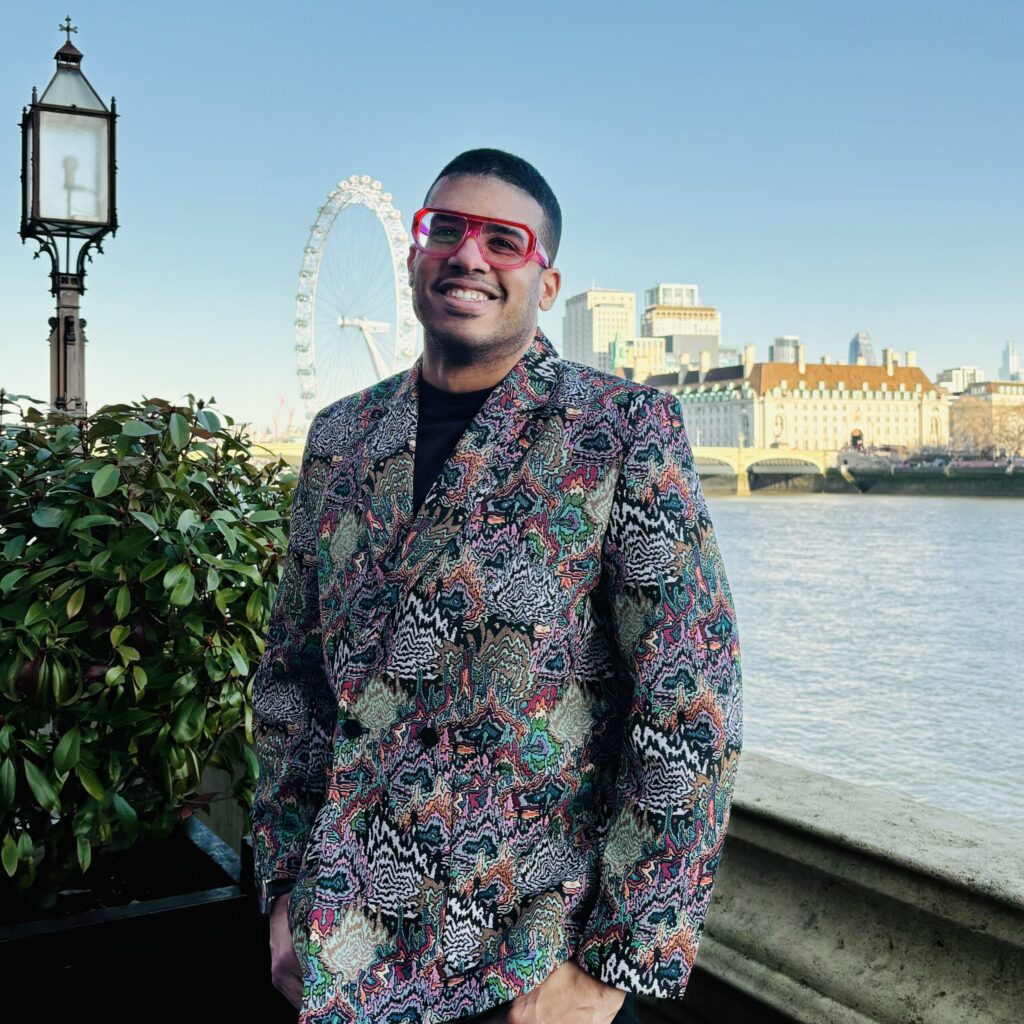 Lee Chambers wearing a floral blazer | Male Allies UK | Male Allyship
